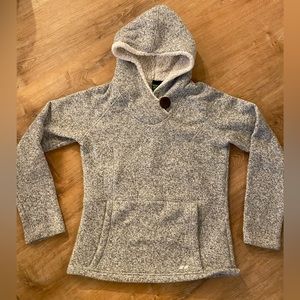 Heather Grey fleece with faux Sherpa hood